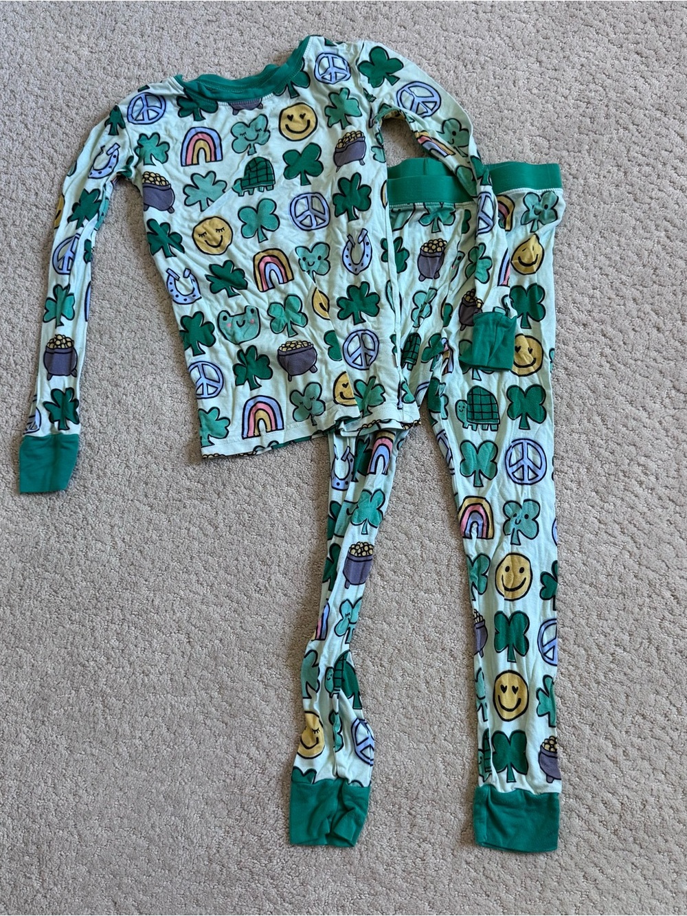 Little Sleepies St Patrick’s 2 Piece Pajamas Long Sleeve Pants Bamboo Size 5/6